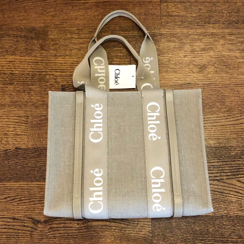Chloe Woody Medium Canvas Tote Boyish Brown